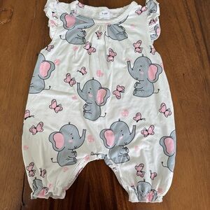 Baby Girl Elephant Print Romper Size 9-12M